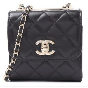 Chanel Quilted Mini Trendy Clutch With Black Chain